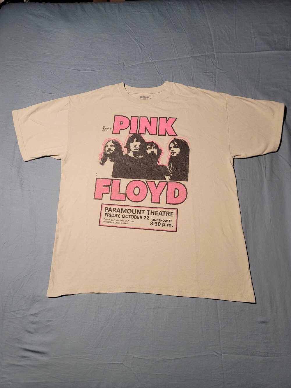 Pink Floyd Cream Tee with Pink and Black Concert Graphic